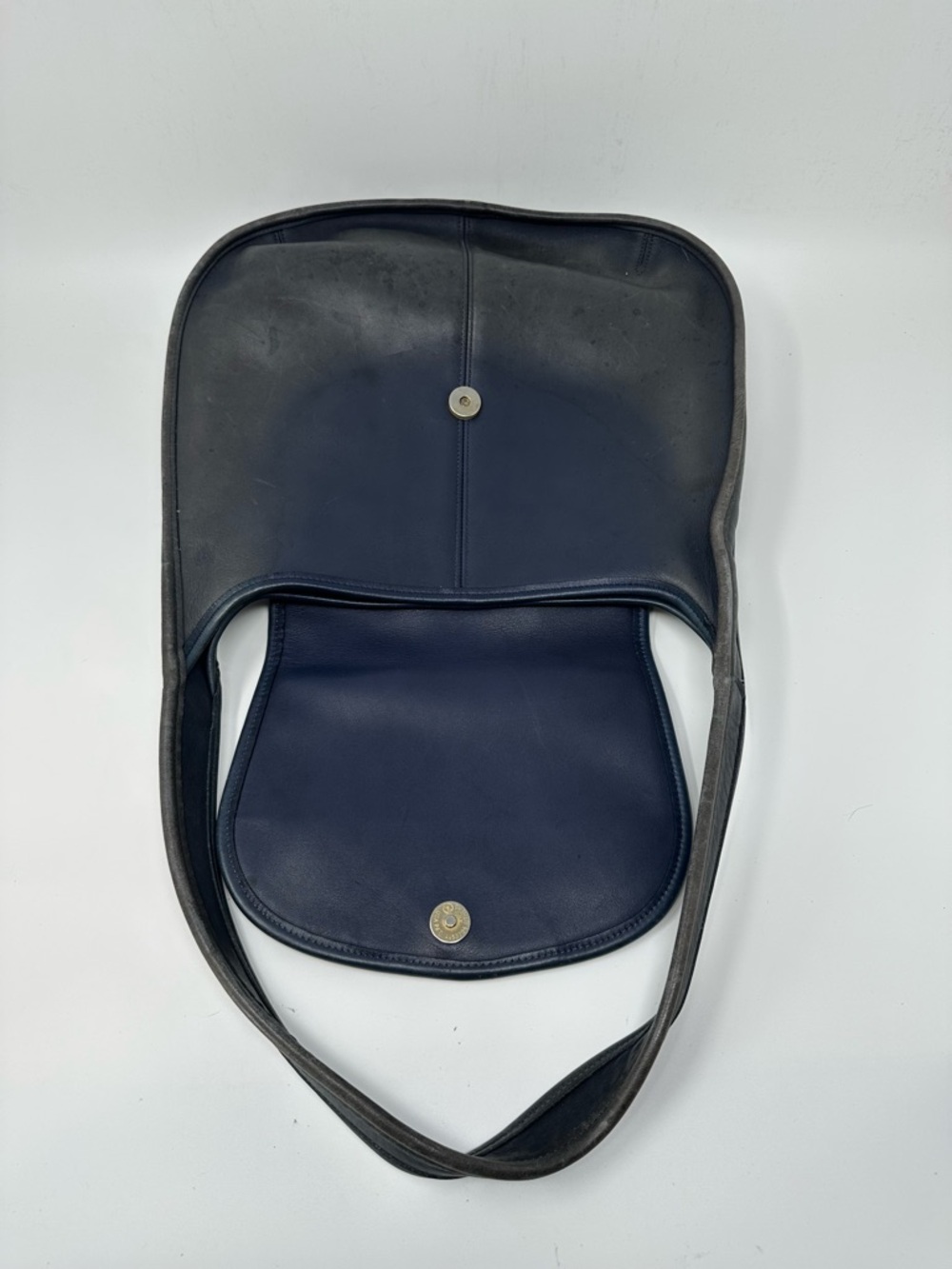 Vintage Coach 9029 Ergo Flap Leather Shoulder Bag Blue Made In USA - Picture 8 of 15